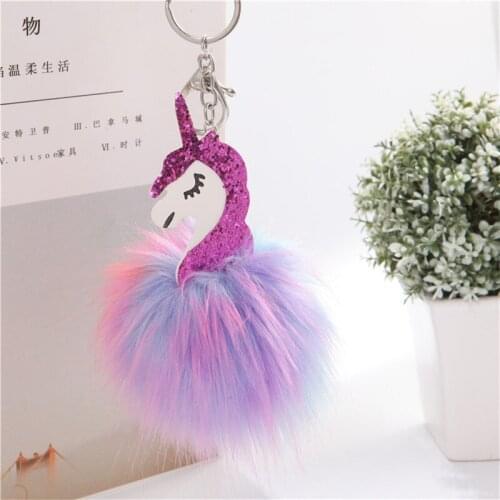 Unicorn Sequin Plush Toy Keychain Key Pendant Suffed Animal Toy Children Girl Bag Pendant Licorne Plush