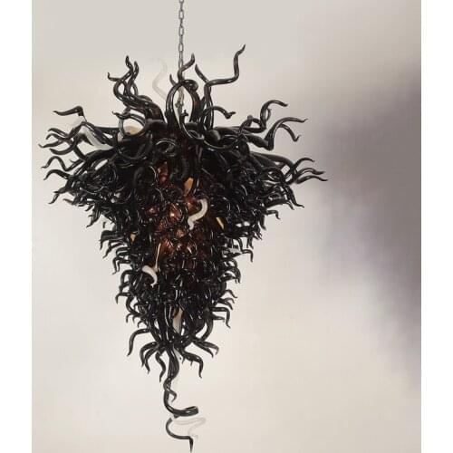 Luxury Black Lustre Large Indoor Lighting LED Light Blown Glass Home Decor Hanging Lamp Murano Chandeliers Pendant Lights