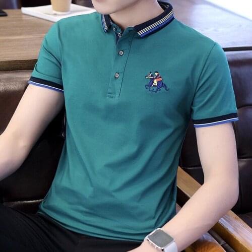 Men polo shirt short sleeve 2020 new summer lapel slim thin cotton male polo shirt teenage boy tops hot sale Korean style P10