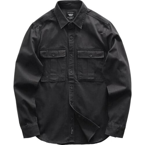 Tooling Long-sleeved Shirt Male Korean Loose Bf Trend Jacket Japanese Casual All-match Shirt Spring and Autumn Shirts for Men