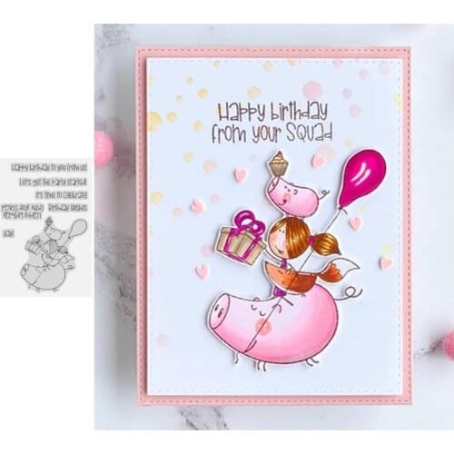 Friends Birthday Celebrate Stamps Cutting Dies Templates for DIY Scrapbooking Album Transparent Silicone Decorative Stamps