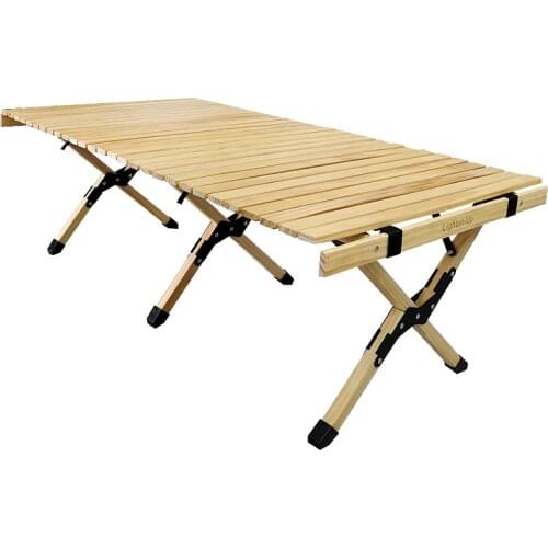 Folding Table Outdoor Solid Wood Egg Roll Table Portable Car Camping Barbecue Self Driving Picnic Table
