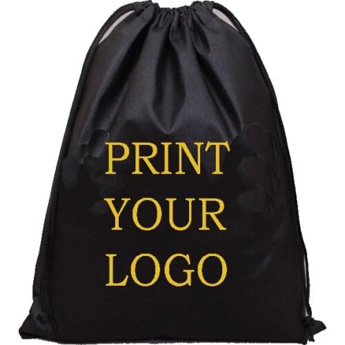 100pcs Custom logo Shopping bags drawstring backpack print your logo