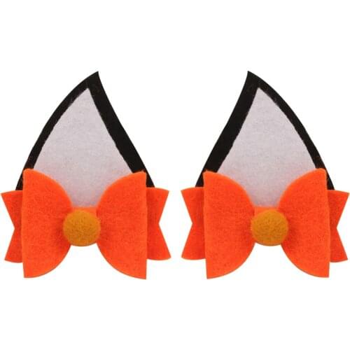 2pcs/Set Cute Hair Clips For Girls Black White Felt Fabric Bow Hairpins Cat Ears Bunny Barrettes Kids Hair Accessories