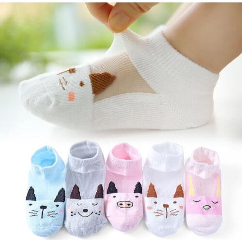5 Pairs/lot Baby Girl Socks Cute Animal Pattern Summer Thin Comfortable Breathable Cotton kids Socks for 0-12 Year Children