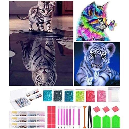 5D Diamond Painting 3 Pieces Full Set Pictures with Diamond Painting Accessories DIY Diamond Painting for Home Wall Decor