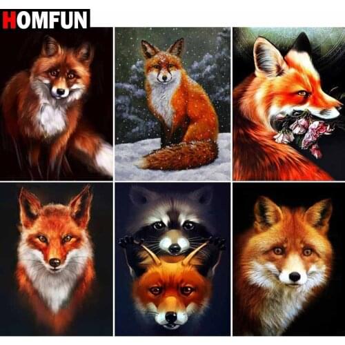 HOMFUN Full Square/Round Drill 5D DIY Diamond Painting "Animal fox landscape" Embroidery Cross Stitch 5D Home Decor Gift