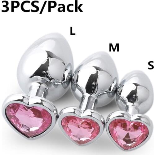 Anal Plug Heart 3 Sizes Stainless Steel Crystal Anal Plug Removable Butt Plug Stimulator Anal Sex Toys Prostate Massager Dildo