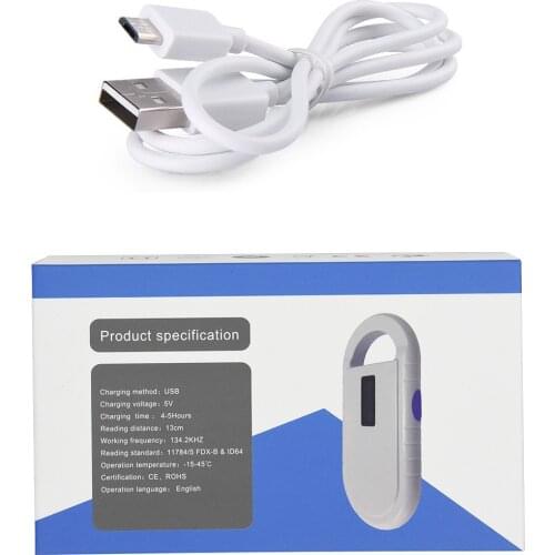 Free shipping 1PC ISO11784/5 FDX-B Animal pet chip transponder USB RFID handheld reader/microchip scanner for dog cats