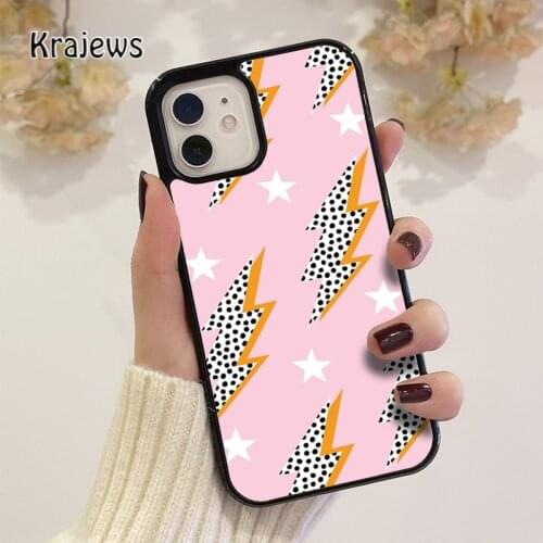 Krajews Pink Polka Dot Lightning Bolts coque Phone Case for iPhone 12 mini 5 6S 7 8 PLUS X XS XR 11 PRO MAX SE 2020 Cover Shell