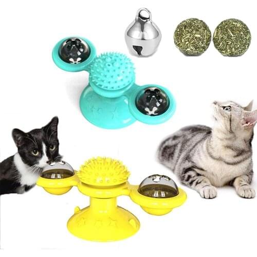 Windmill Cat Toy Interactive Puzzle Training Whirling Turntable With Brush Scratching Tickle Pet Ball Toys Cat Pet Supplies
