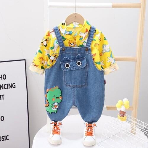Baby Boys Clothing Set Shirt Denim Overalls 2Pcs/Sets Spring Autumn Kids Toddler Casual Costume Kids Clothing Outfits
