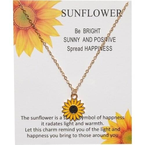 Creative Small Daisy Necklace European and American Alloy Drip Oil Sunflower Pendant Clavicle Necklace Jewelry
