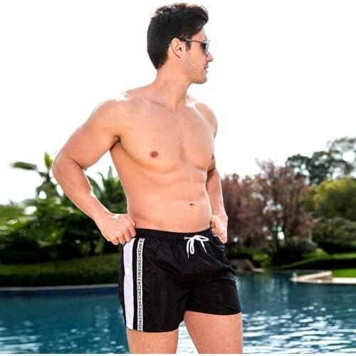 Trend side letter print swimwear men summer quick dry beach shorts men swimsuits sunga board surfing swim trunk boxer shorts