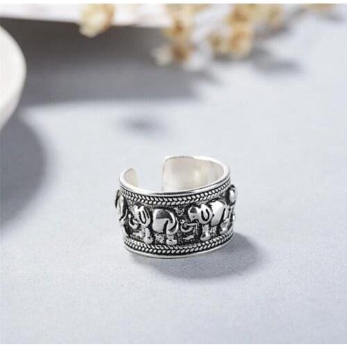 Summer Vintage Elephant Rings For Women Boho Geometric Female Finger Rings Party Bohemian Jewelry Korean Gift