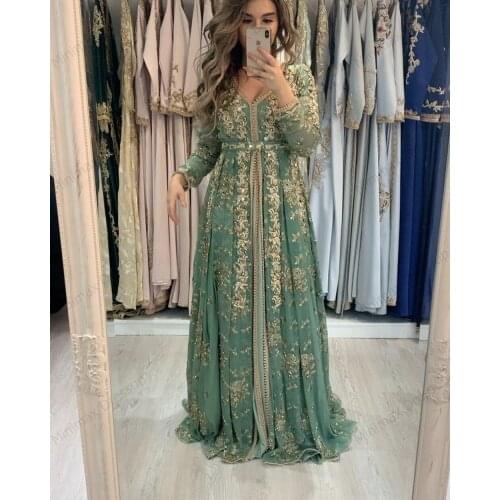 Moroccan Kaftan Formal Evening Dresses Lace Appliques Arabic Muslim Special Occasion Dresses fress shipping