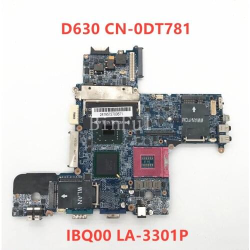 High quality For Dell Latitude D630 Laptop Motherboard CN-0DT781 0DT781 DT781 IBQ00 LA-3301P 100% full Tested ok