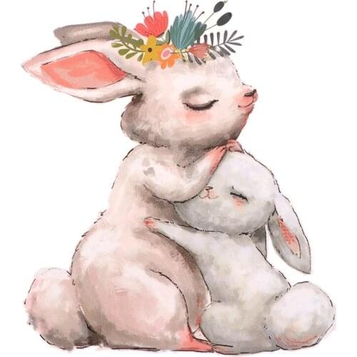 Cute Bunny Rabbit Patch Heat Transfer Iron On Transfer For Clothes Badge Sticker