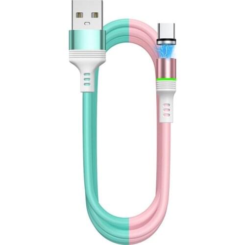Mobile Phone Cable For IOS Micro usb Type C Phone Accessories LED Magnetic USB Cable 360 Changeable Charge Plug Charging Cables