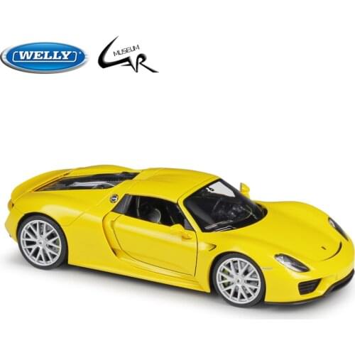 Welly 1:24 Diecast Car Model Scale Porsche 918 Spyder Racing Car Metal Sports Car Toy Gift Collections