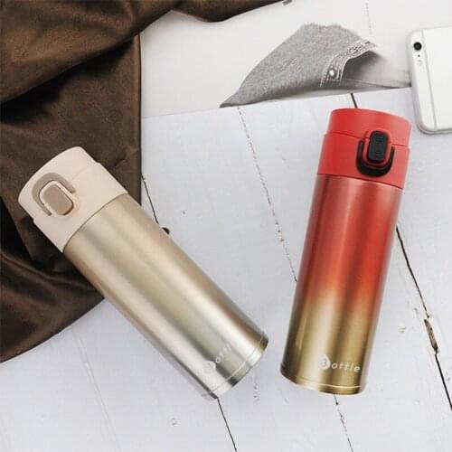 Fashion Portable Vacuum Cup Gradual Change Color 304 Stainless Steel Bounce Cover Thermos Cup Men And Women Student Gift Cup