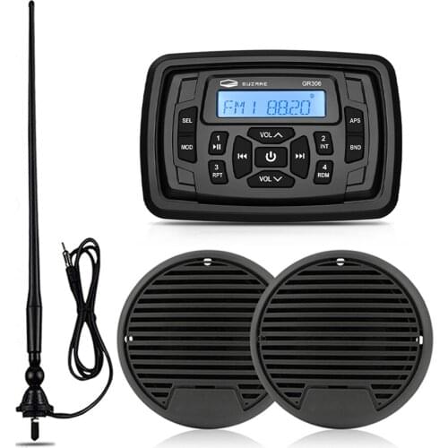 Marine Stereo Bluetooth Audio Radio Receiver FM AM Car MP3 Player+3" Waterproof Marine Speaker+Antenna For RV ATV UTV Motorcycle
