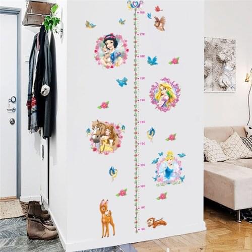 Cartoon Princess Butterfly Height Measure Wall Stickers For Girls Room Home Decoration Mural Art Posters Kids Wall Decals Gift