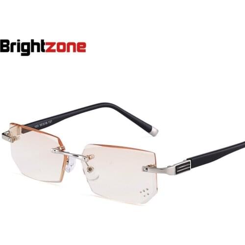 Ultra Light Rimless Reading Glasses Men Anti Blue Ray Brand Designer Yellow Computer Glasses Magnifying Glasses +1.5 +2.0 +2.5