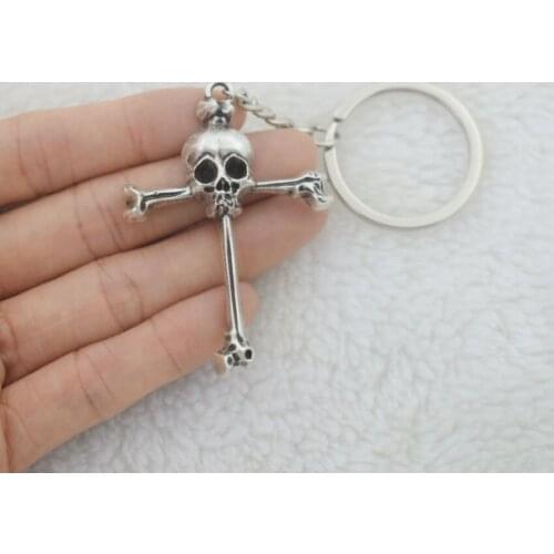 Death Head Skull Cross Keychain For Mens Car Key Chain Ring Holder Punk Jewelry