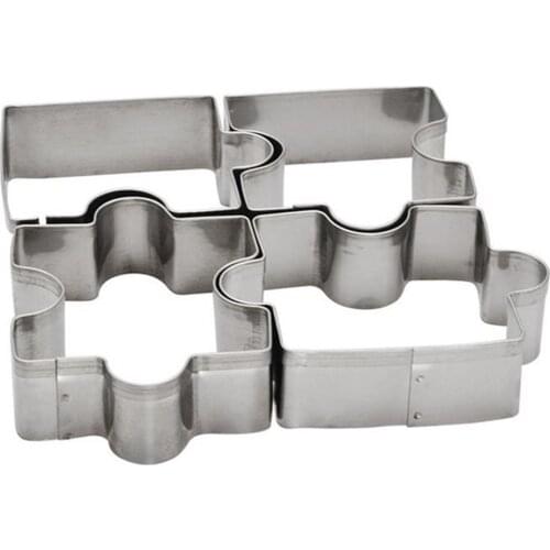 60B 4-Piece Durable Stainless Steel Biscuit Module Jigsaw Decorating Puzzle Cookie Baking Mold Cake Fondant Cutters Tools