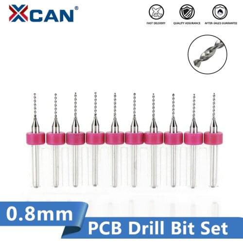 XCAN 0.8mm 10pcs/lot Carbide Micro Drill Bits CNC PCB Drill Bit Set