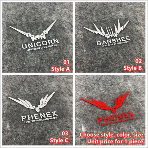 Car Sticker Decals Auto Window Tail Decals for Classic Anime Robot Mobile Suit EVA Unicorn RX01-RX02-RX03 Phenex Phoenix Banshee