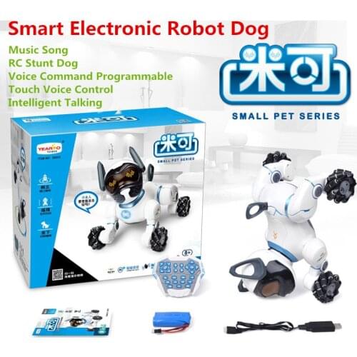 2021 New Upgrade Smart Electronic Robot Dog Touch Voice Control Intelligent Talking With Music Song RC Stunt Dog Toys