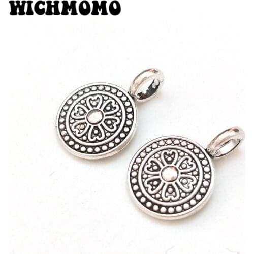 New 20 Pieces Retro Zinc Alloy Round Big Hole Charms Pendants for DIY Necklace Jewelry Accessories PJ264