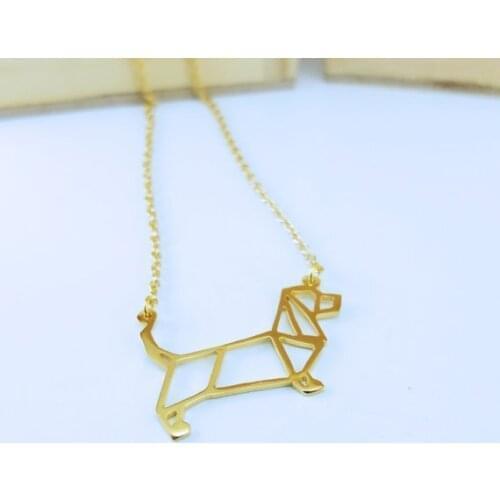 New Trendy Gold And Silver Personalized Basset Hound Origami Necklace Animal Pendant Hunger Games Necklace Women Best Friend