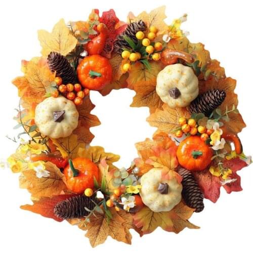 Autumn Wreath Christmas Decoration Thanksgiving Garland Window Restaurant Home Maple Leaf Decoration Wreath Door