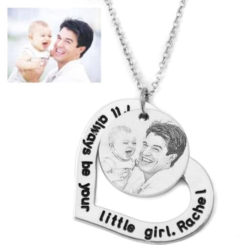 Customized Photo Necklace,Personalized Picture Necklace for Her,Engraved Any Photo and Text Necklace,Mothers Day Gift