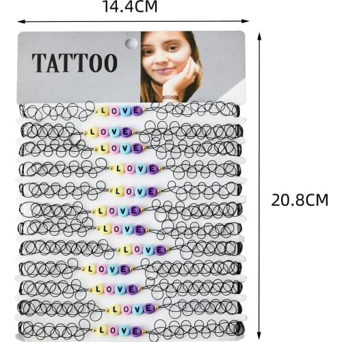 Burst Transparent Color Woven Letter Necklace Imitation Tattoo Fish Thread Collarbone Chain Goth Jewelry Necklace Women