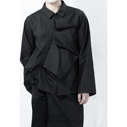 Customized plus size S-6XL ! 2019 New Male Hair Stylist fashion Loose top sleeve multi layer stitching Pure Cotton Retro shirt