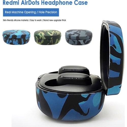 Silicone Protective Earphone Cover For Redmi Airdots TWS Bluetooth Earphone Shockproof Camouflage Headphones Case Box Dropship
