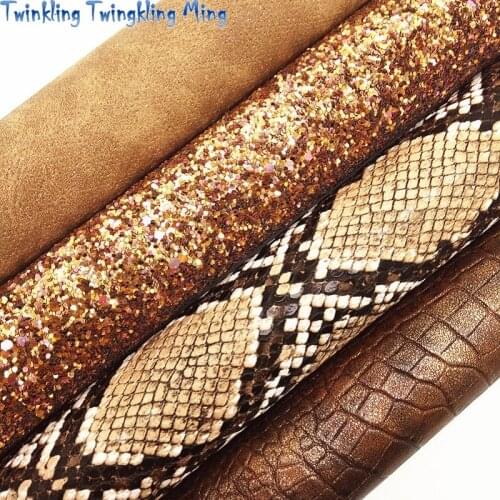 Mixed Color Glitter Fabirc, Faux Leather Fabric, Snake Synthetic Leather Fabric Sheets For Bow A4 21x29CM Twinkling Ming XM594