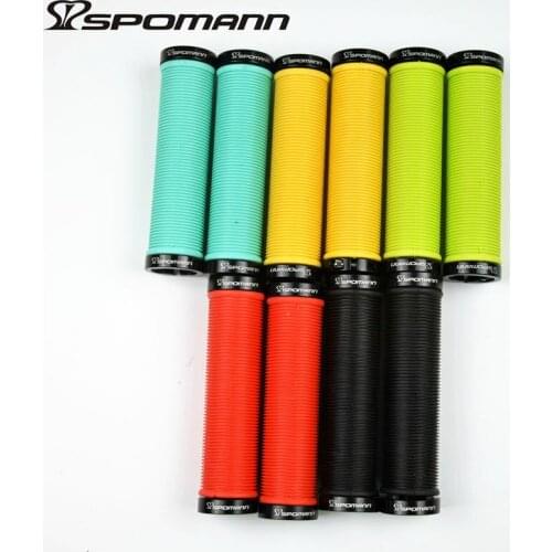 SPOMANN Alluminium Alloy Rings+TPR Rubber Bicycle Handlebar Grips Double locked Anti-slip Bike Grip MTB Bicicleta Parts 120g
