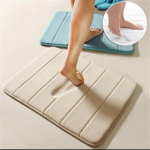 Thickened Coral Antiskid Carpet Stripe Soft Memory Cotton Bathroom Mat Home Decorative Floor Mat Doormat Carpet 15x23 Inches