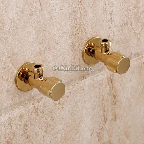 High Quality 2PCS/lot Brass Bathroom Hardware Gold Filling Valves Round Valve Triangle Valve Angle Valve Water Stop Value