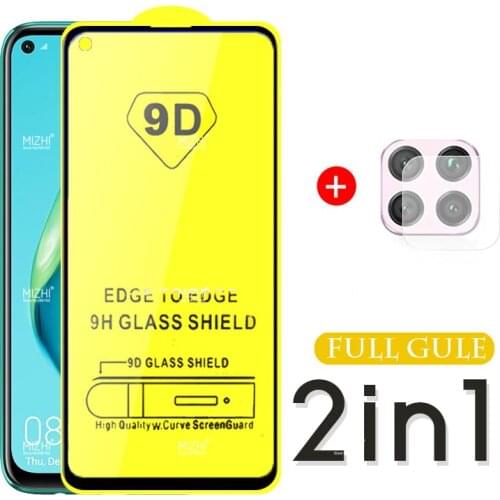 2 in 1 9d protective glass for huawei p40 lite camera lens screen protector on huwei p40lite p 40 light 40lite safety glass film