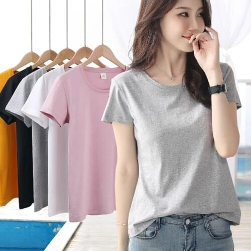 Lady Cotton summer short-sleeved Fashion T-shirt female American loose trend half-sleeved wild couple top