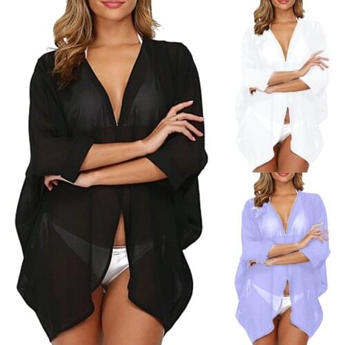 Womens Swimsuit Cover-ups Bikini Beach Dress Casual Sheer Chiffon Loose Kimono Cardigan Capes Bathing Suit Smock Swimwear Tops