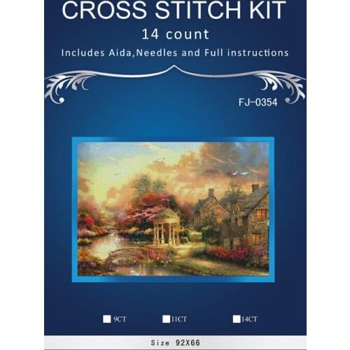 Gold Autumn scenery ,Counted Cross Stitch 14CT Cross Stitch Sets Wholesale cartoon Cross-stitch Kits Embroidery Needlework