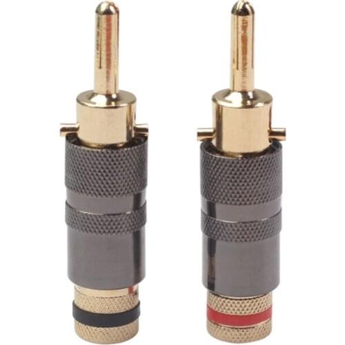1 Pair All Copper-plated Real Gold Speaker Amplifier Binding Posts Banana Plug Quick Connectors