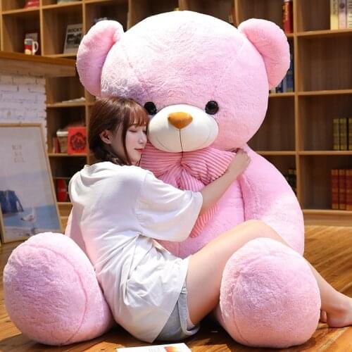 1PC 80/100cm Large Teddy Bear Plush Toy Lovely Huge Stuffed Soft Bear Wear Bowknot Bear Kids Toy Birthday Gift For Girlfriend